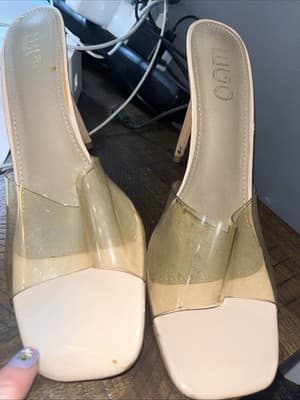 Ego Size 8 Women’s Beige Heels With Clear Open Toe Strap - Image 1