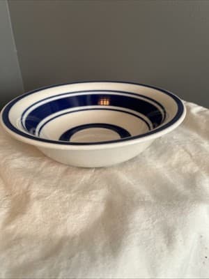 Royal Norfolk Stoneware Soup Cereal Salad Bowls 7" Blue Striped - Thumbnail 2