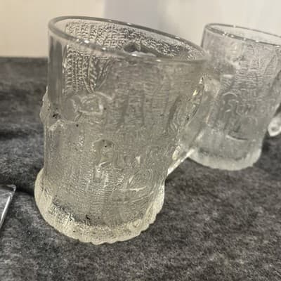 Vintage Glass McDonalds Flintstones Clear Frosted RocDonald's TREEMENDOUS MUG - Thumbnail 4