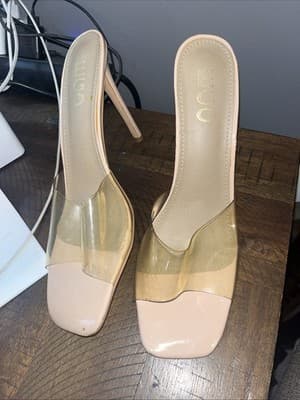 Ego Size 8 Women’s Beige Heels With Clear Open Toe Strap - Thumbnail 3