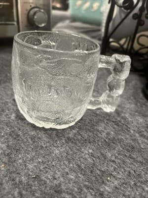 McDonalds Flintstones 1993 Rocky Road Glass Mug Cup Vintage - Thumbnail 3