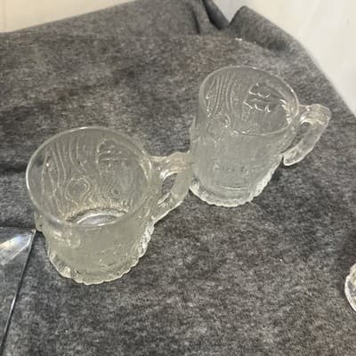 Vintage Glass McDonalds Flintstones Clear Frosted RocDonald's TREEMENDOUS MUG - Thumbnail 3