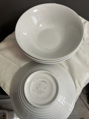 Set Of 4 Bowls Stone Lain Brand With Ribbed Outer Ceramic - Thumbnail 4