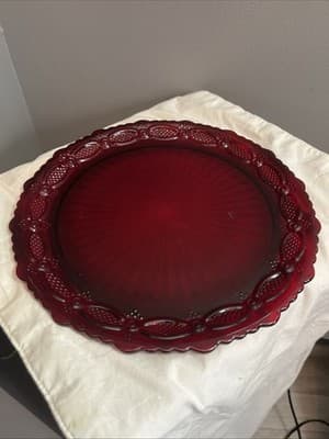 AVON 1876 Ruby Red CAPE COD Round Dinner Glass Plate 10 3/4" - Image 1