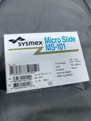 Sysmex Micro-slide MS-101 Frosted ground edges pre-clean,sealed box of 100 - Image 1