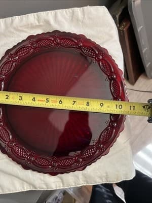 AVON 1876 Ruby Red CAPE COD Round Dinner Glass Plate 10 3/4" - Thumbnail 3