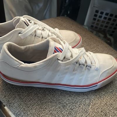 Men K Swiss White Shoes Size 12 Red White Blue - Thumbnail 2