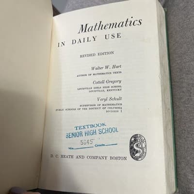 MATHEMATICS IN DAILY USE HARDCOVER REVISED EDITION WALTER HART - Thumbnail 2