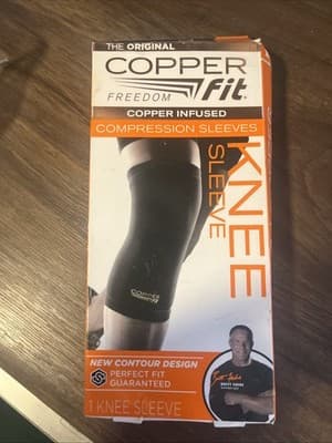 Copper Fit Freedom Copper Infused Compression Knee Sleeve - Size XL - Black - Image 1