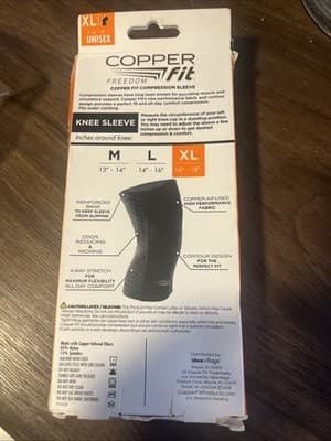 Copper Fit Freedom Copper Infused Compression Knee Sleeve - Size XL - Black - Thumbnail 2