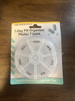 Premier Plus 7-day Pill Organizer Medicine, Weekly -White Round - Image 1