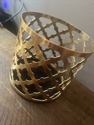 Gold Metal Candle Holder Approx 4” tall And Diameter 4.25” Sonoma Life +style - Thumbnail 3