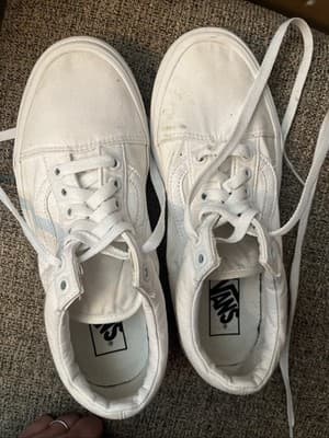 VANS OLD SKOOL Unisex True White Canvas Sneakers Men 7.5 Women 9 - Thumbnail 5