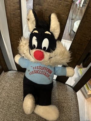 Vintage 70s Sylvester The Cat Looney Tunes Cartoon Plush Stuffed Animal 14" Toy - Image 1