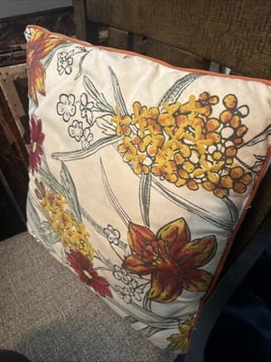 16” X16” Decorative Floral Pillow Red Lining - Image 1