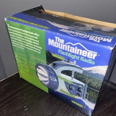 All Weather Emergency Flashlight AM/FM Weather Radio Gray New In Box Panic Siren - Thumbnail 3