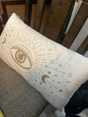 Gold Eye Decorative Pillow Indoor/outdoor With Good Stars &Moon 22” X 12” tassel - Image 1