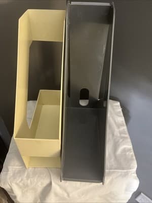 Storage Bins Or Records Divider Bins Gray And Cream Set - Thumbnail 3