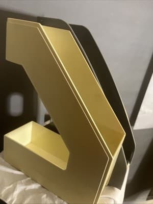 Storage Bins Or Records Divider Bins Gray And Cream Set - Thumbnail 2