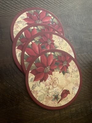 Christmas Peace And Cardinal Coasters Set Of 5 - Image 1