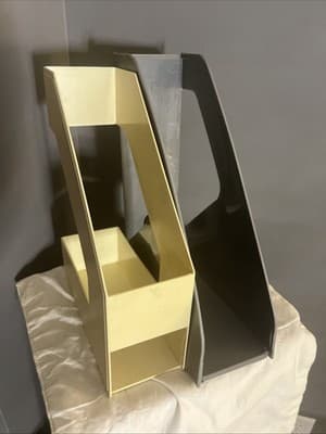 Storage Bins Or Records Divider Bins Gray And Cream Set - Image 1