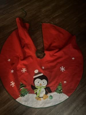 christmas Tree Skirt -handmade With Snowman And Snowflakes - Image 1