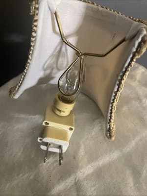 Vintage Victorian Beige Silk Fabric Half Shade Headboard Hanging Lamp 12”x8” - Thumbnail 2