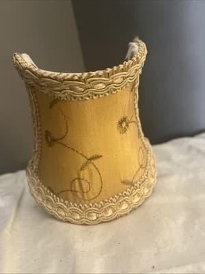 Vintage Victorian Beige Silk Fabric Half Shade Headboard Hanging Lamp 12”x8” - Thumbnail 3