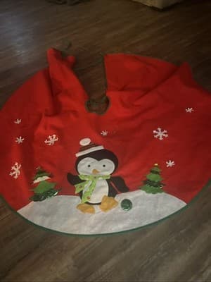 christmas Tree Skirt -handmade With Snowman And Snowflakes - Thumbnail 2
