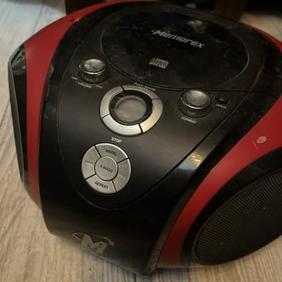 Memorex MP3844 RED Digital CD Boombox Tested Works Great W Cord And Handle - Thumbnail 2