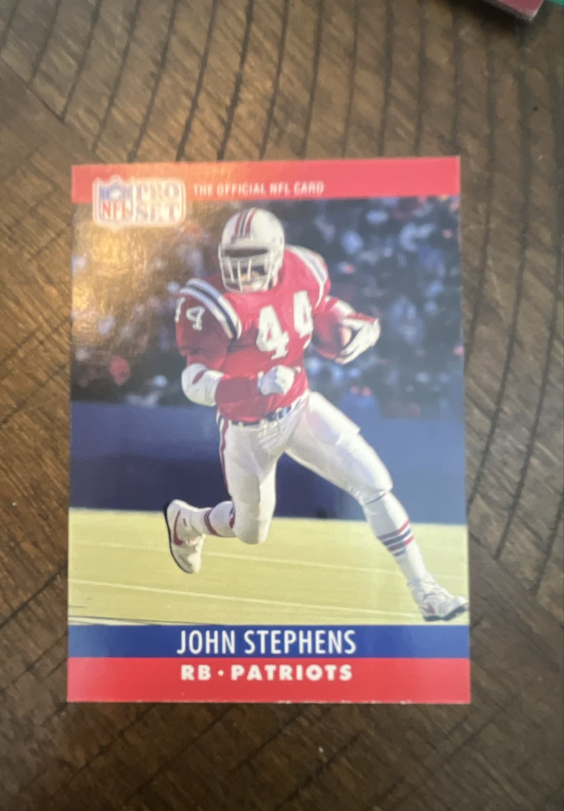 1990 Pro Set - John Stephens #207 Red Slash Mark in 1988 TD Column Removed - Image 1