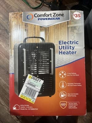 Comfort Zone Compact Electric Utility Space Heater Fan Black Gray Tested - Thumbnail 2