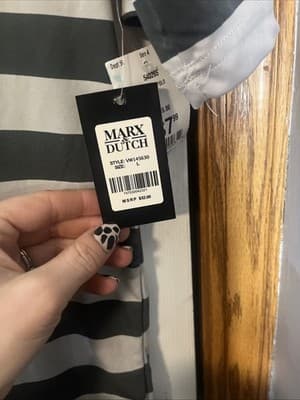 Mark & Dutch Size L Men’s Polo 100% Polyester Gray Striped - Thumbnail 4