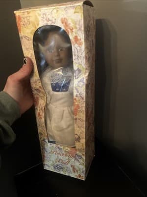 Vintage Collectible Porcelain Doll (JC Penney) with box New Rare African Americ - Thumbnail 2