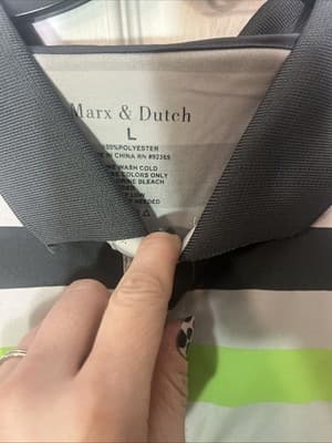 Mark & Dutch Size L Men’s Polo 100% Polyester Gray Striped - Thumbnail 3