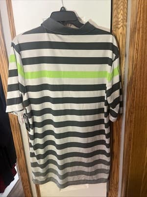 Mark & Dutch Size L Men’s Polo 100% Polyester Gray Striped - Thumbnail 5