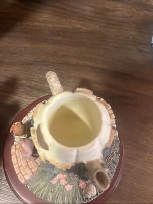 Tea Pot Teapot Bear House Home Figure Figurine Resin-Ceramic Display Base Used - Thumbnail 3