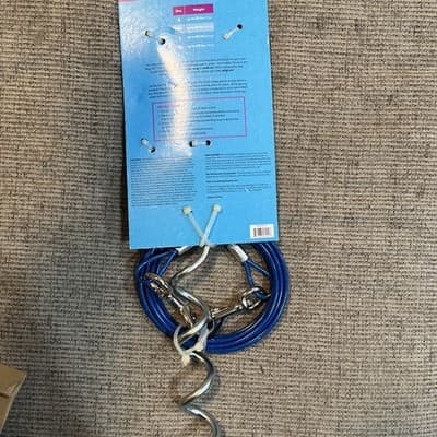 Play On Dog Tie Out Cable And Spiral Stake Size Medium 50lbs Dogs - Thumbnail 3