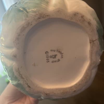 Cabbage Leaves Metallica Style Pitcher Jug Green Ceramic Lettuce Design 7” - Thumbnail 3