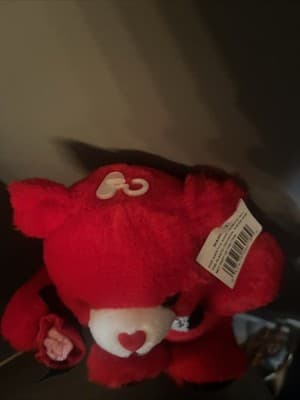 Vintage Superior Toy & Novelty Valentine Red Teddy Bear 9” Black bow tie tuxedo - Thumbnail 4