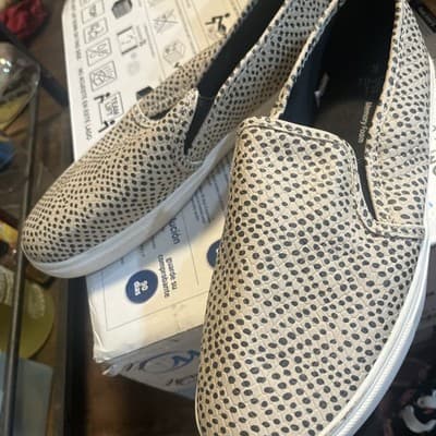 Time And Tru Women’s Slip On Brown Polka Dot Shoes Beige Main Color Size 9 - Thumbnail 2