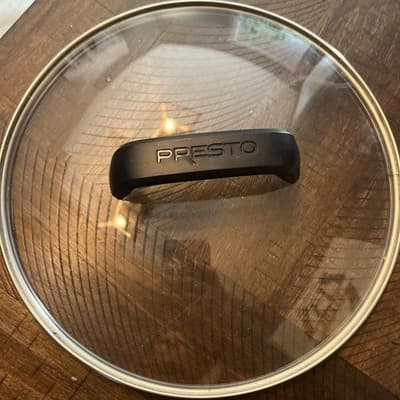 Presto Lid Replacement Clear Glass w Metal Rim ~ Outer Rim 10.5" ~ Inner Rim 10" - Image 1