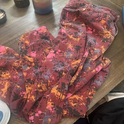 Like An Angel Women’s Size 3XL Red Jeans With Paint Splattered All Over - Image 1