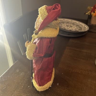 Santa Claus Figurine with Lantern Holding Staff - Thumbnail 2