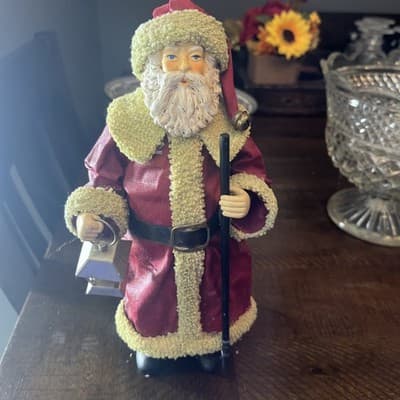 Santa Claus Figurine with Lantern Holding Staff - Image 1