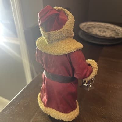 Santa Claus Figurine with Lantern Holding Staff - Thumbnail 3
