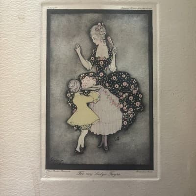 "For My Ladye Fayre" Vintage Art HandPrinted On Canvas With Copyright by Harbour - Image 1