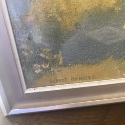 Vintage Girl In Swing Artwork in Silver Frame Artist Albert Hencke - Thumbnail 2