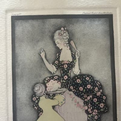 "For My Ladye Fayre" Vintage Art HandPrinted On Canvas With Copyright by Harbour - Thumbnail 3