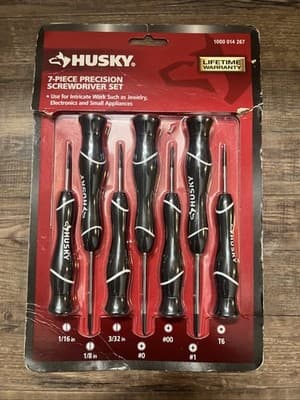 Husky 7-PC PRECISION SCREWDRIVER SET: Phillips Slotted Star 1/16 3/32 1/8 T6 00 - Image 1